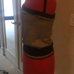 Knit Tube Top Navy & White